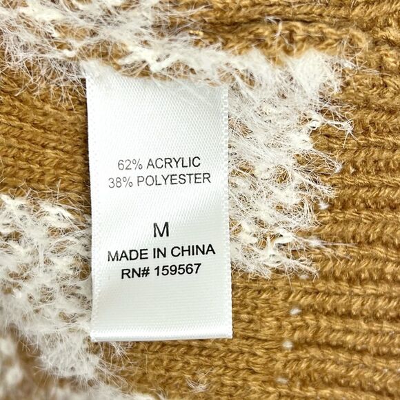 Hazel Moon Brown Cream Checkered Fuzzy Soft Cami Crop Top, Size Medium - Picture 5 of 7